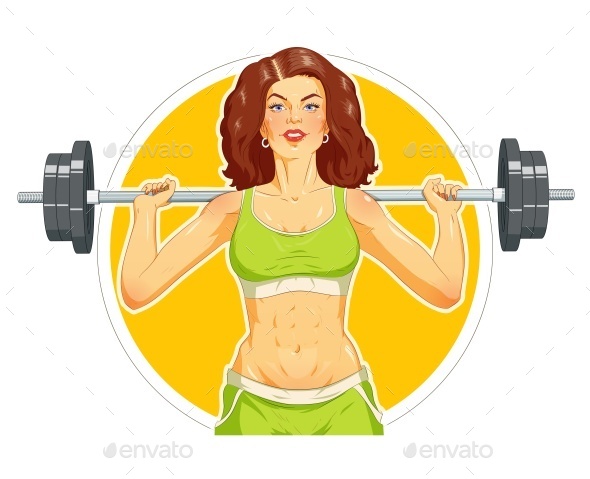 GraphicRiver Girl Doing Fitness Exercise with Barbell 11238918 GraphicRiver Girl Doing Fitness Exercise with Barbell 11238918