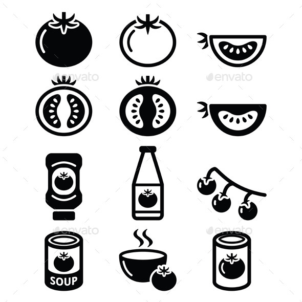 GraphicRiver Tomato Ketchup Tomato Soup Icons Set 11239462 GraphicRiver Tomato Ketchup Tomato Soup Icons Set 11239462