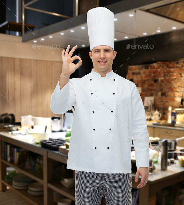 happy male chef cook showing ok sign (Misc) Photo Download