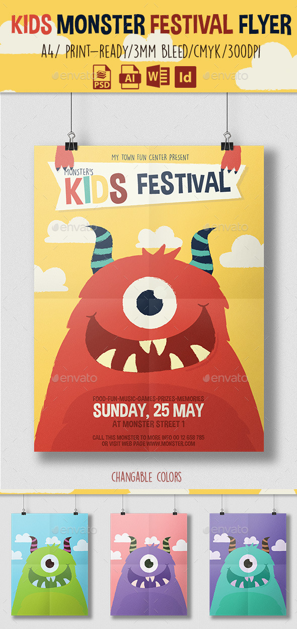 GraphicRiver Kids Monster Festival Flyer 11240150 GraphicRiver Kids Monster Festival Flyer 11240150