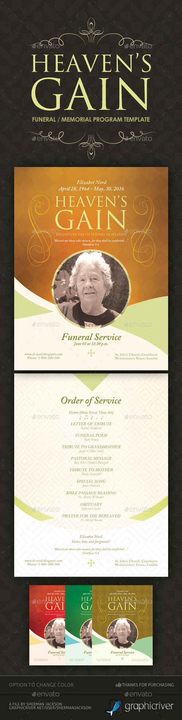 GraphicRiver Heaven s Gain Funeral Memorial Program 11241050 GraphicRiver Heaven s Gain Funeral Memorial Program 11241050
