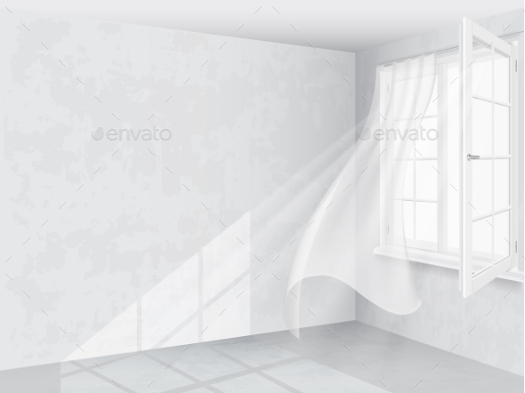 GraphicRiver Window and Curtains in Bright Interior 11242247 GraphicRiver Window and Curtains in Bright Interior 11242247