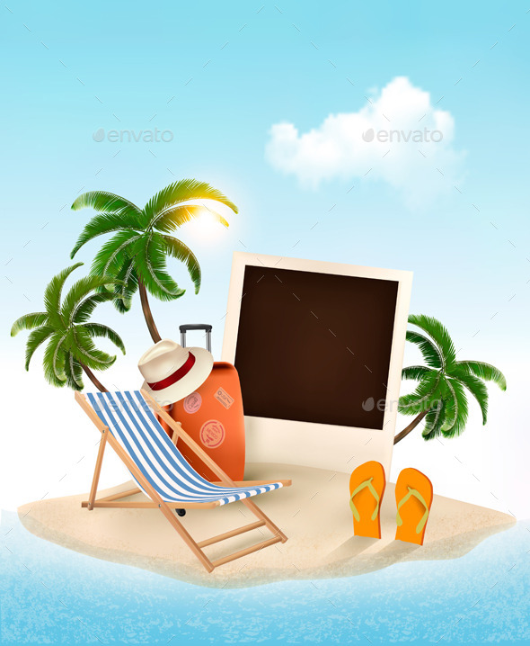 GraphicRiver Travel Background with Beach Chair and Photo 11244197 GraphicRiver Travel Background with Beach Chair and Photo 11244197