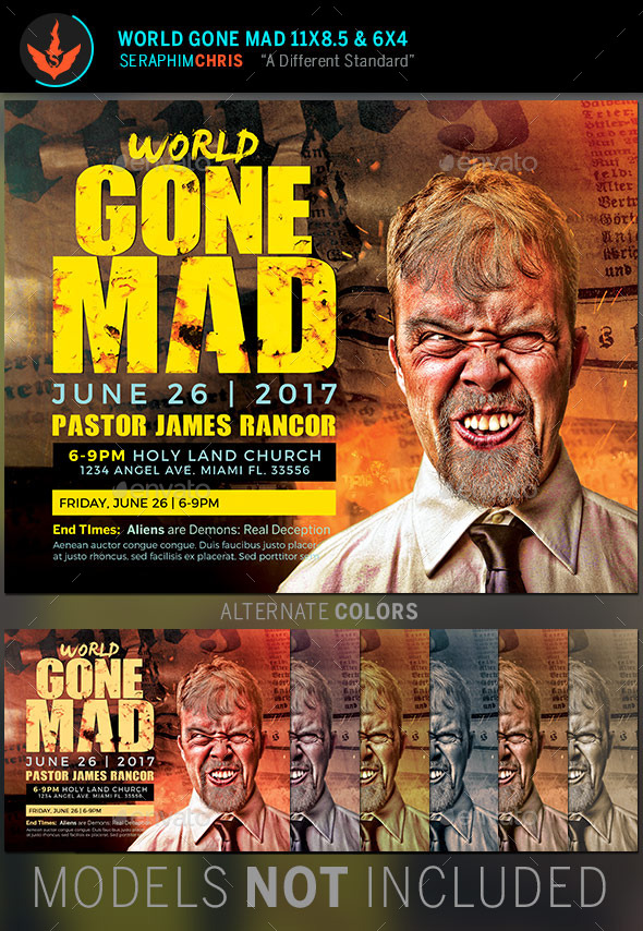 GraphicRiver World Gone Mad Church Flyer Template 11245348 GraphicRiver World Gone Mad Church Flyer Template 11245348