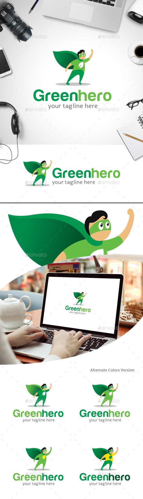 GraphicRiver Green Hero Logo Nature care 11247374 GraphicRiver Green Hero Logo Nature care 11247374