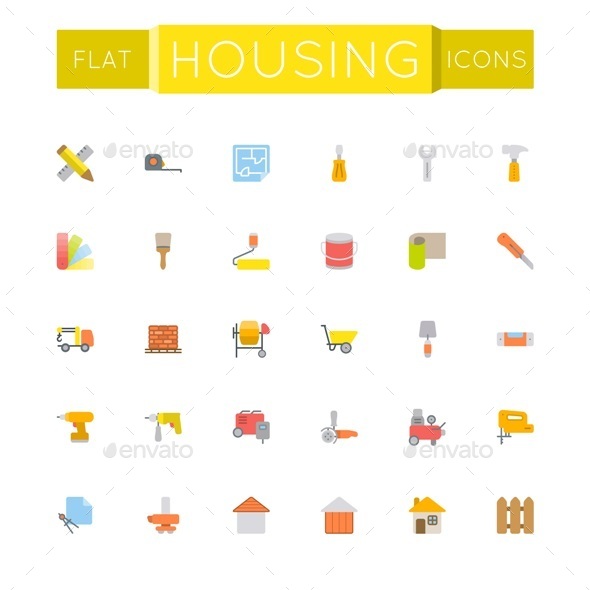GraphicRiver Vector Flat Housing Icons 11247768 GraphicRiver Vector Flat Housing Icons 11247768