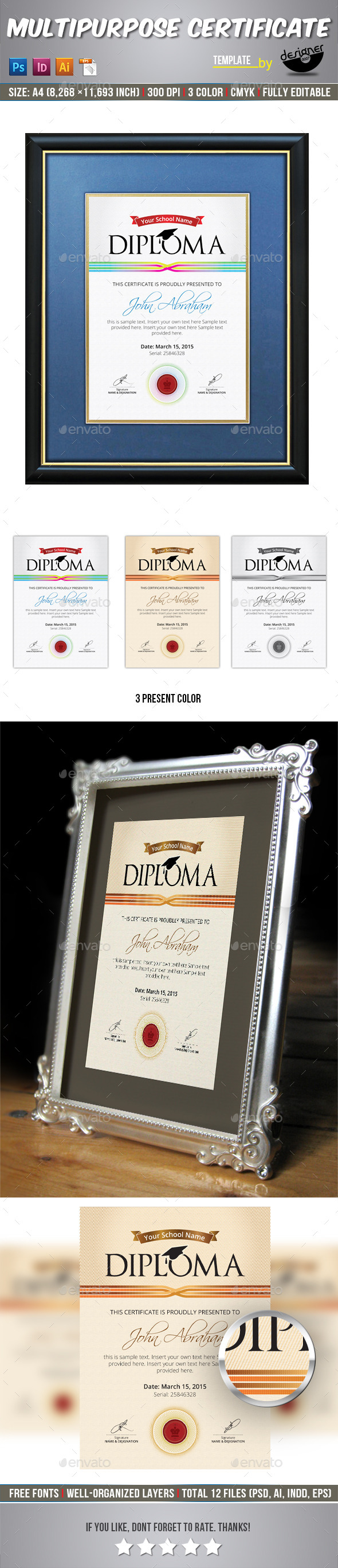 GraphicRiver Diploma Certificate Template 11249676 GraphicRiver Diploma Certificate Template 11249676
