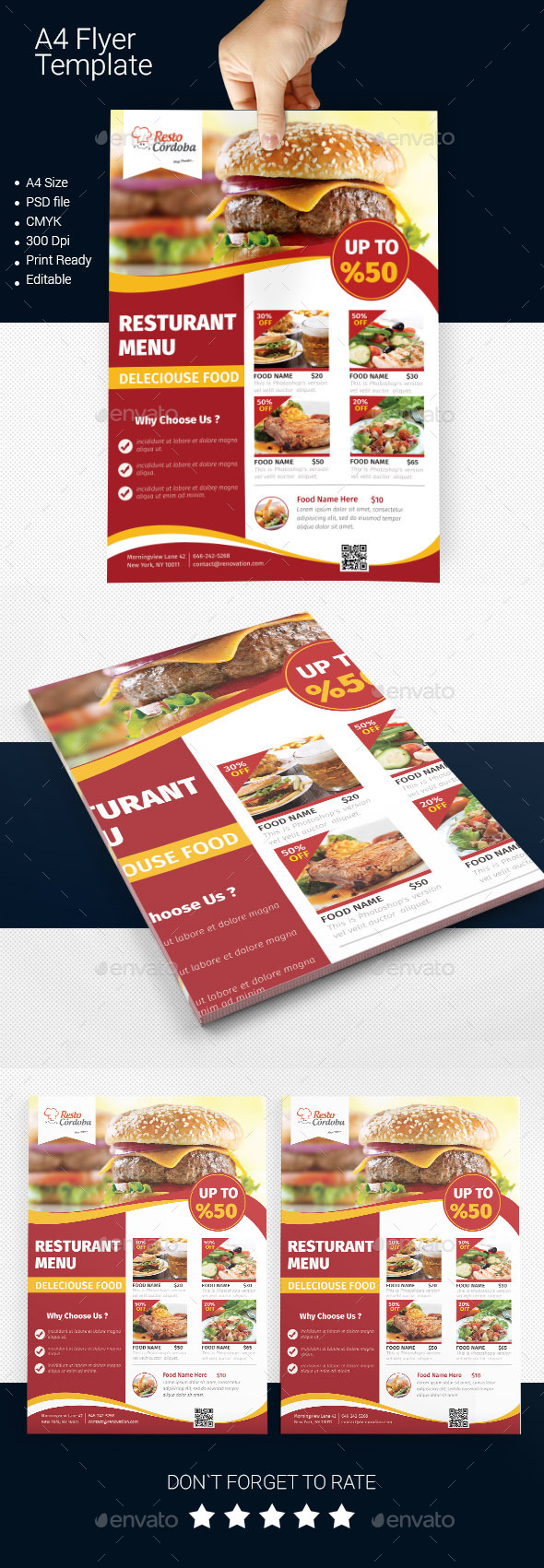 GraphicRiver A4 Delicious Food Menu DS Flyer 11250211 GraphicRiver A4 Delicious Food Menu DS Flyer 11250211