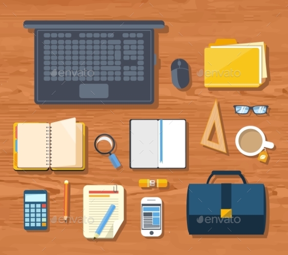 GraphicRiver Workplace With Laptop And Devices 11252302 GraphicRiver Workplace With Laptop And Devices 11252302