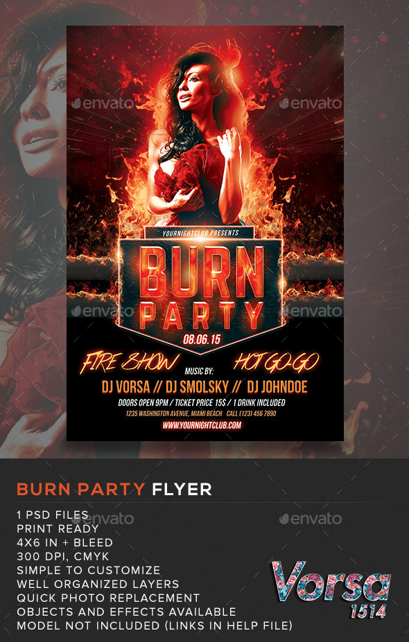 Burn Party Flyer Template (Clubs & Parties)