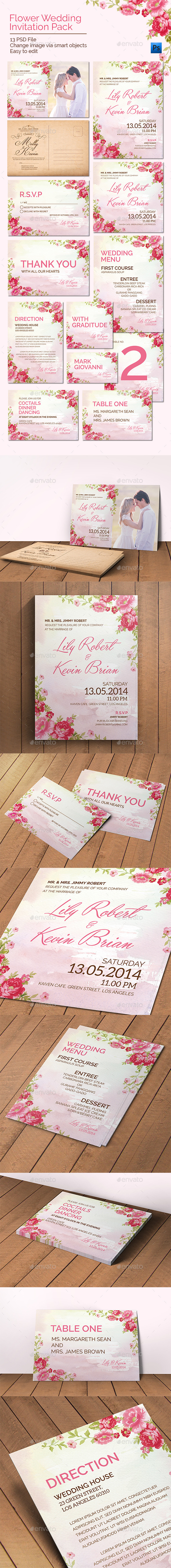 Flower Wedding Invitation Pack