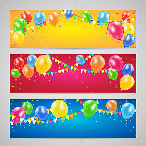GraphicRiver Holiday Banners with Balloons 11255847 GraphicRiver Holiday Banners with Balloons 11255847