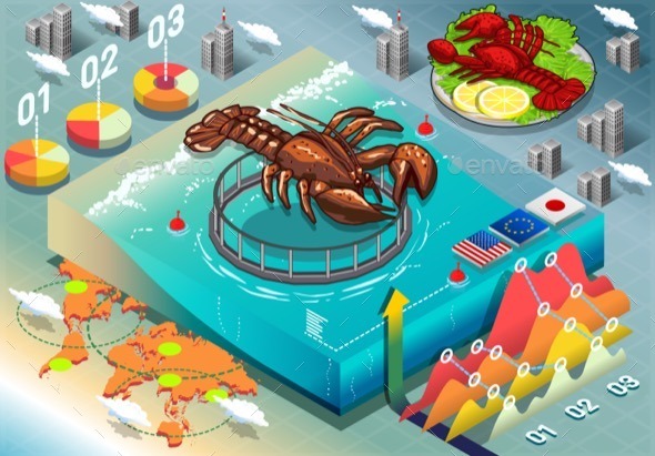 GraphicRiver Isometric Infographic of Lobster Breeding 11257313 GraphicRiver Isometric Infographic of Lobster Breeding 11257313