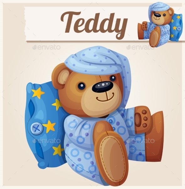 GraphicRiver Teddy Bear In Pajamas With Pillow Cartoon Vector 11259408 GraphicRiver Teddy Bear In Pajamas With Pillow Cartoon Vector 11259408