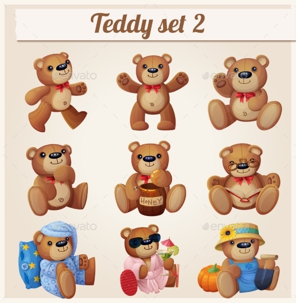 GraphicRiver Teddy Bears Set Part 2 Cartoon Vector 11259426 GraphicRiver Teddy Bears Set Part 2 Cartoon Vector 11259426