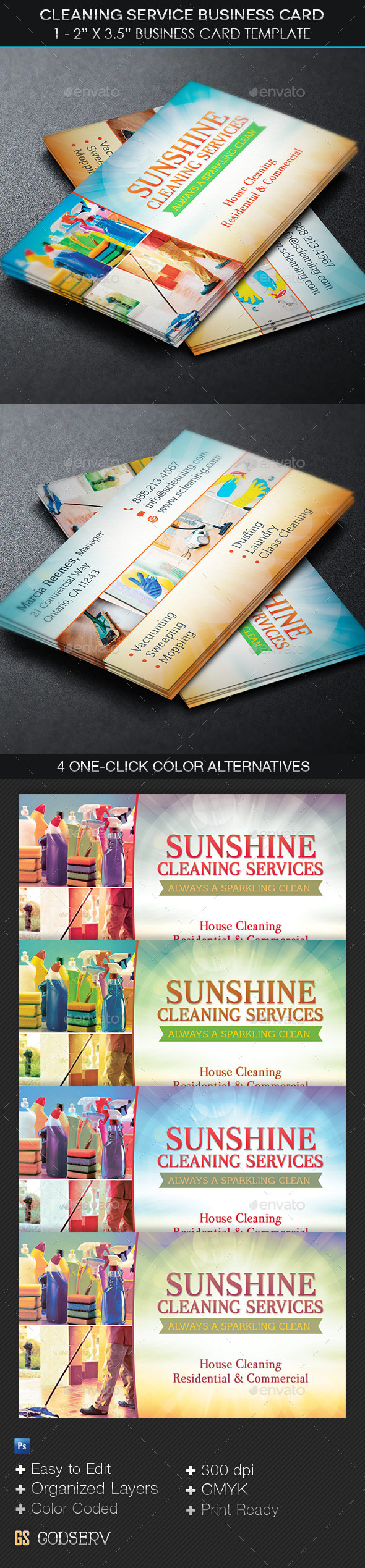 Cleaning Service Business Card Template