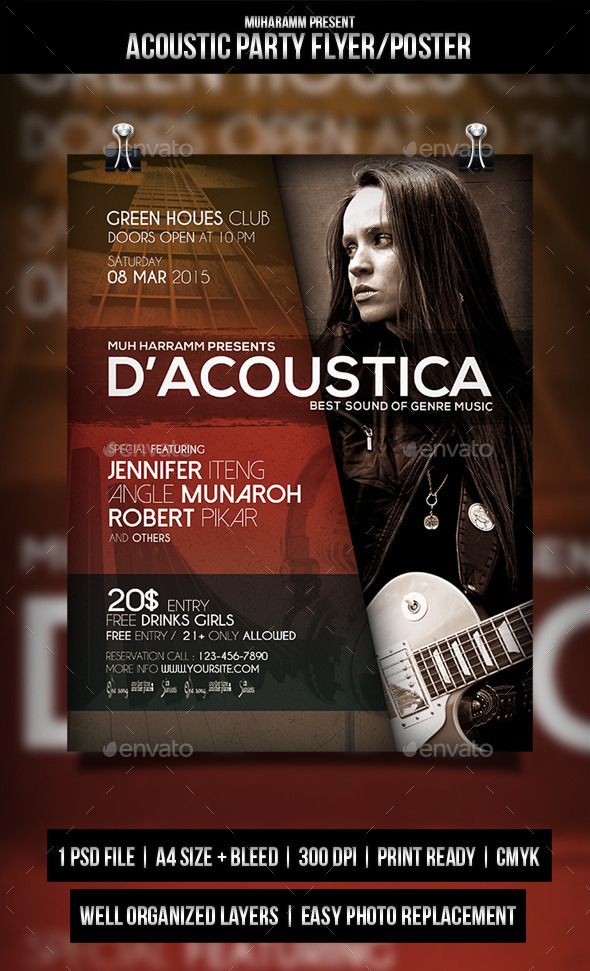 GraphicRiver Acoustic Party Flyer Poster 11260455 GraphicRiver Acoustic Party Flyer Poster 11260455