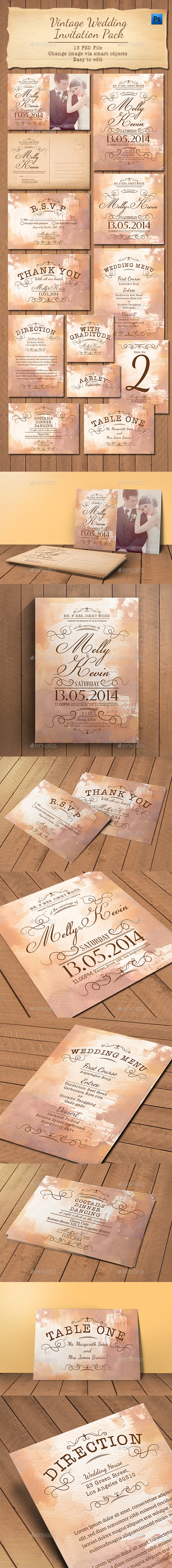 Vintage Wedding Invitation Pack