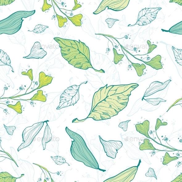 GraphicRiver Vector Lineart Spring Leaves Seamless Pattern 11261194 GraphicRiver Vector Lineart Spring Leaves Seamless Pattern 11261194