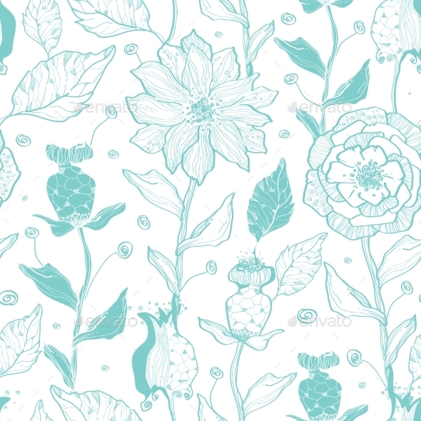 GraphicRiver Vector Aqua Lineart Flowers Seamless Pattern 11261200 GraphicRiver Vector Aqua Lineart Flowers Seamless Pattern 11261200