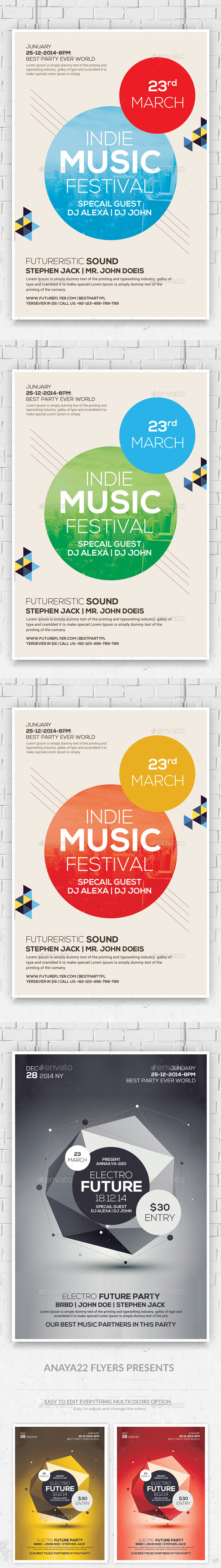 GraphicRiver Futuristic Festival Concert Flyers Bundle 11261766 GraphicRiver Futuristic Festival Concert Flyers Bundle 11261766