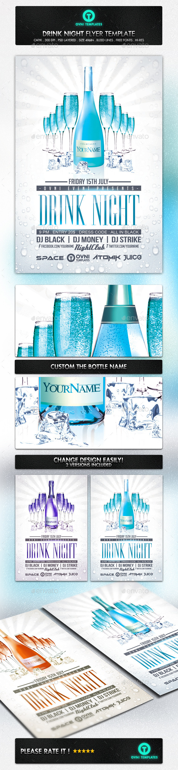 Drink Champagne Night Flyer Template (Flyers)