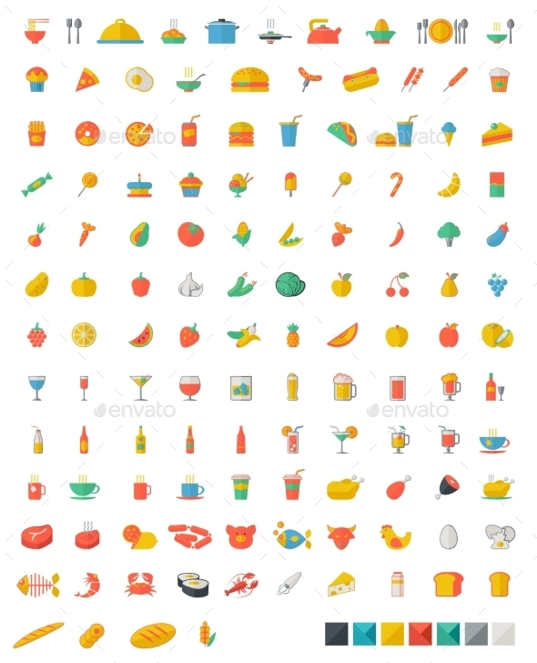 GraphicRiver Food And Beverages Flat Icons 11269726 GraphicRiver Food And Beverages Flat Icons 11269726