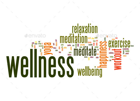 Wellness word cloud with white background