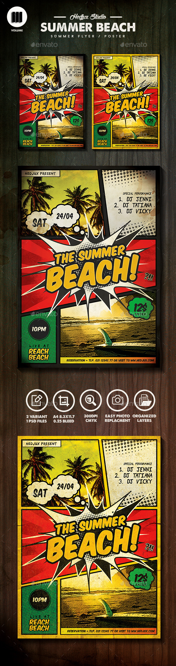 The Summer Beach Comic Flyer (Clubs & Parties)