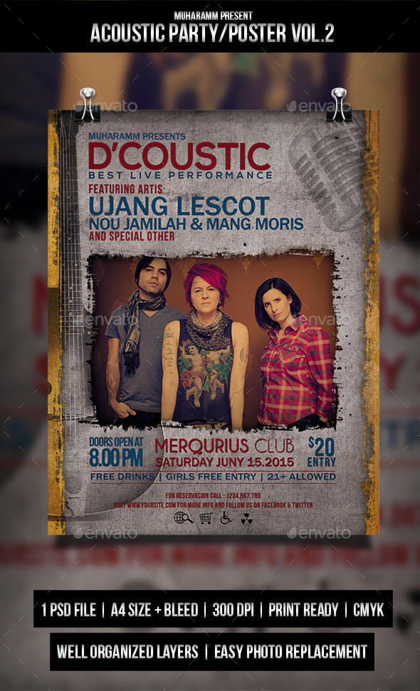 GraphicRiver Acoustic Party Flyer Poster 11270715 GraphicRiver Acoustic Party Flyer Poster 11270715