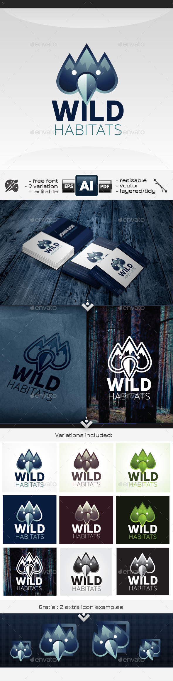 GraphicRiver Wild Habitat Mountains & Birds Logo 11201485 GraphicRiver Wild Habitat Mountains & Birds Logo 11201485