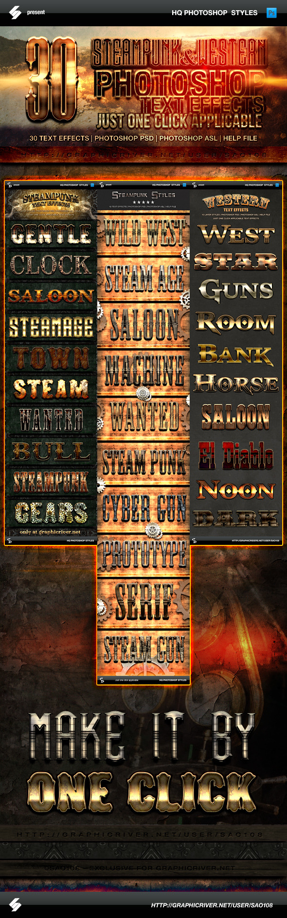 GraphicRiver Steampunk and Western Text Effects Bundle 11273453 GraphicRiver Steampunk and Western Text Effects Bundle 11273453