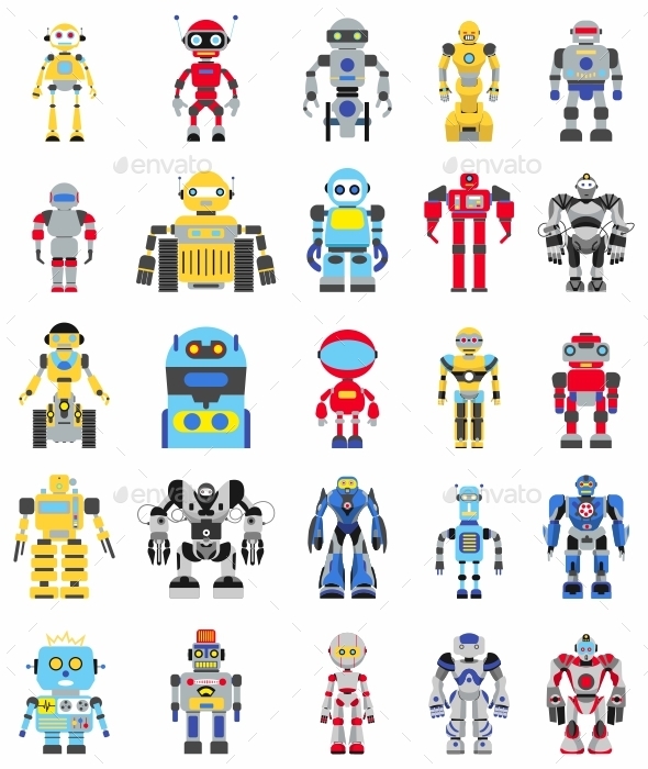 GraphicRiver Robots Set in Flat Style 11226358 GraphicRiver Robots Set in Flat Style 11226358