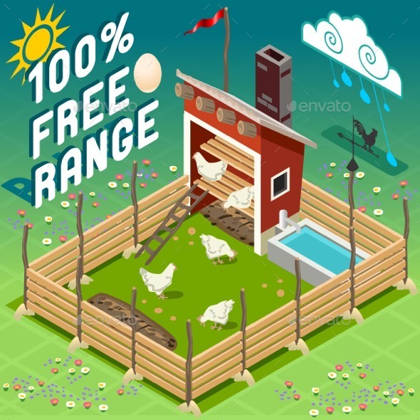 GraphicRiver Isometric Henhouse Free Range Farming 11274830 GraphicRiver Isometric Henhouse Free Range Farming 11274830