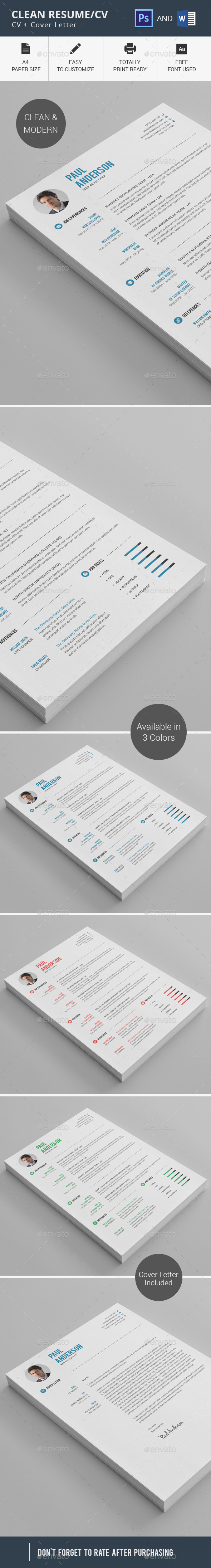 GraphicRiver Clean Resume CV 11274948 GraphicRiver Clean Resume CV 11274948