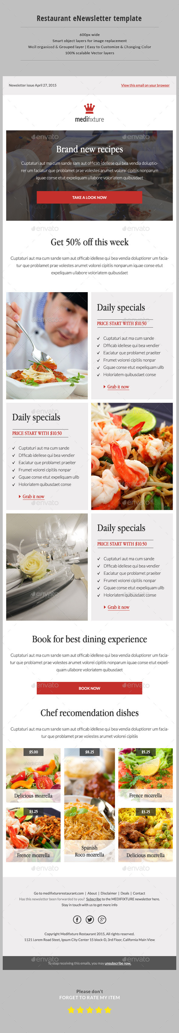 GraphicRiver Restaurant Email Newsletter 11276187 GraphicRiver Restaurant Email Newsletter 11276187