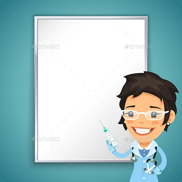 GraphicRiver Lady Doctor Front of a Board with Syringe 11269744 GraphicRiver Lady Doctor Front of a Board with Syringe 11269744