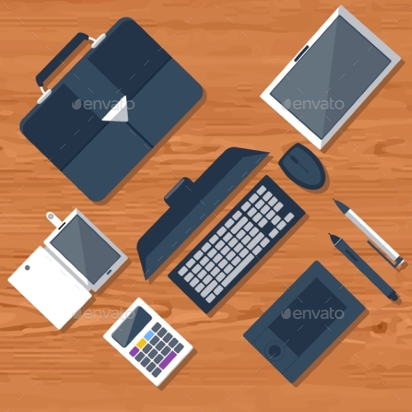 GraphicRiver Top View Of Workplace 11279940 GraphicRiver Top View Of Workplace 11279940