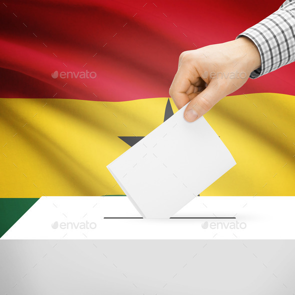 Ballot box with national flag on background - Ghana (Misc) Photo Download