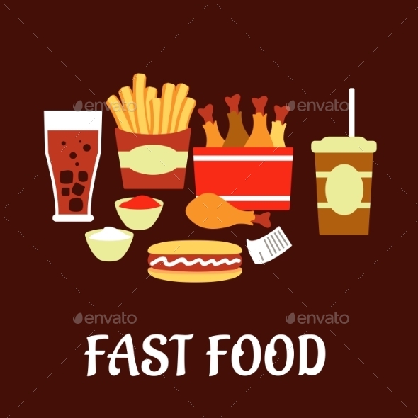 GraphicRiver Fast Food Snacks And Drinks Set In Flat Style 11280722 GraphicRiver Fast Food Snacks And Drinks Set In Flat Style 11280722