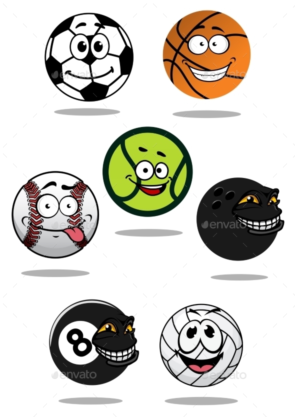 GraphicRiver Cute Cartoon Sports Balls Mascot Characters 11280729 GraphicRiver Cute Cartoon Sports Balls Mascot Characters 11280729