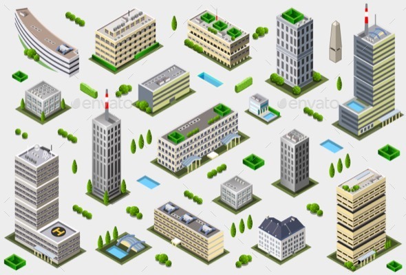 GraphicRiver Isometric Megalopolis Building Collection 11280736 GraphicRiver Isometric Megalopolis Building Collection 11280736