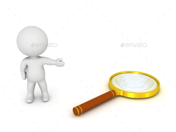 3D Character Showing Magnifying Glass (Misc) Photo Download