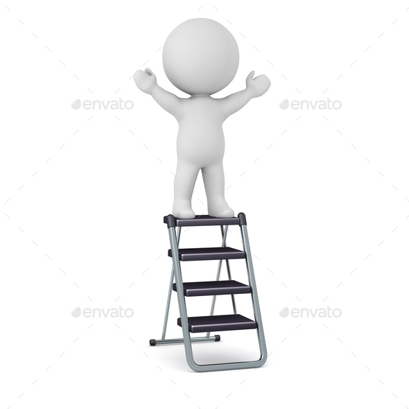 3D Character Standing on Step Ladder (Misc) Photo Download