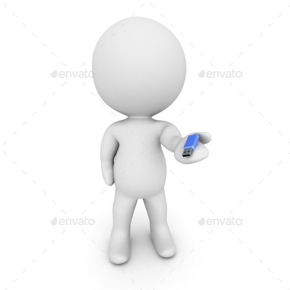 3D Character Holding Small USB Stick (Misc) Photo Download