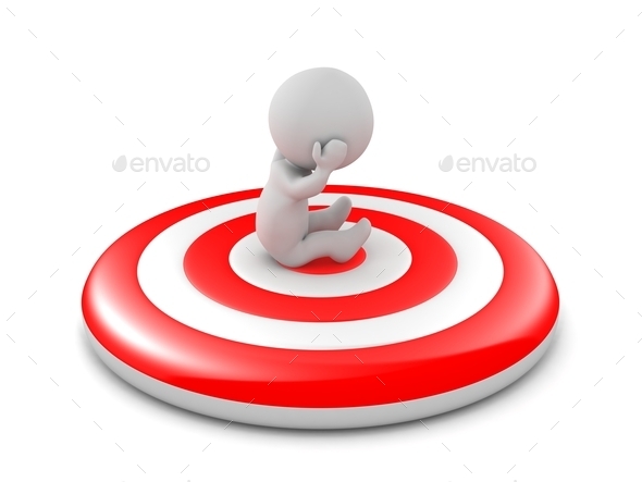 3D Character Sitting on Bullseye Target (Misc) Photo Download