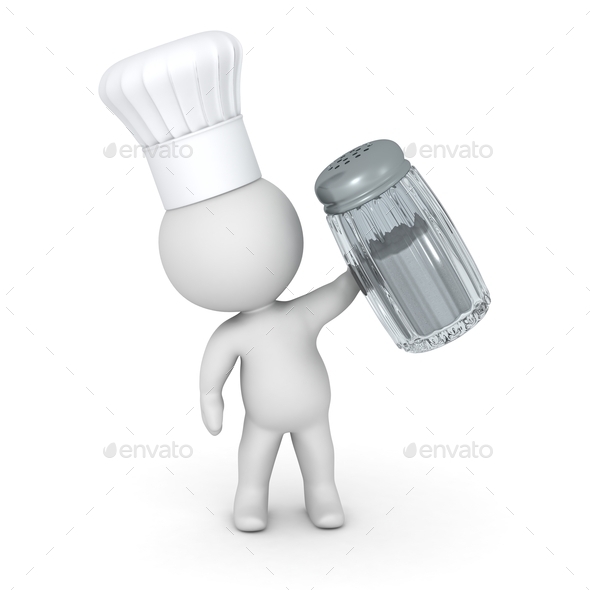 3D Character Wearing Chef Hat Holding Salt (Misc) Photo Download