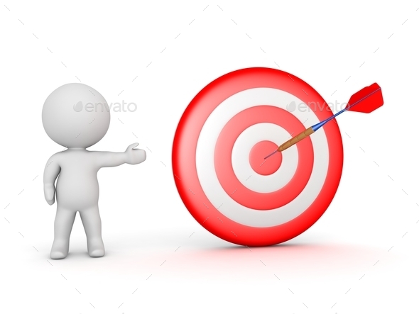 3D Character Showing Bullseye Target with Dart (Misc) Photo Download