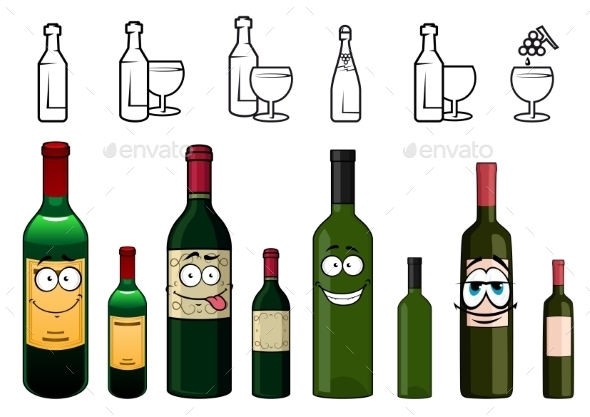 GraphicRiver Cartoon Characters Of Wine Bottles In Various 11281989 GraphicRiver Cartoon Characters Of Wine Bottles In Various 11281989
