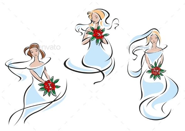 GraphicRiver Brides In Outline Flowing Lines 11282130 GraphicRiver Brides In Outline Flowing Lines 11282130